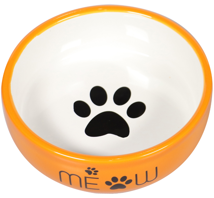 Миска Mr.Kranch керамическая для кошек и собак MEOW 380 мл, оранжевая