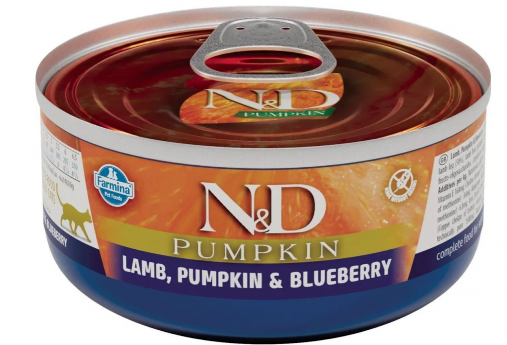 Корм Farmina N&amp;D PUMPKIN, Lamb &amp; Blueberry (консерв.) для кошек, ягненок с тыквой и черникой, 70 г