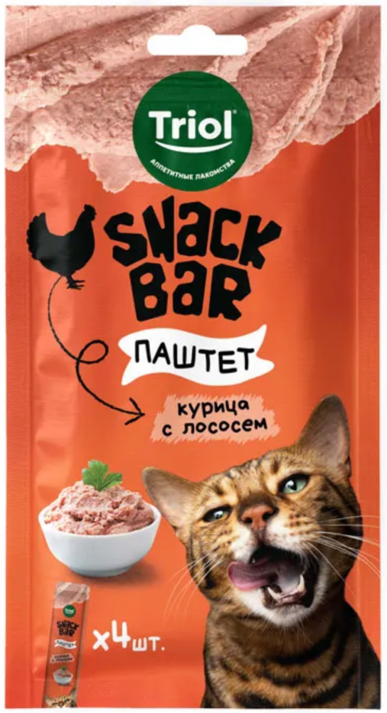 Лакомство для кошек &quot;Паштет из курицы с лососем&quot;, 40г, серия SNACK BAR, Triol