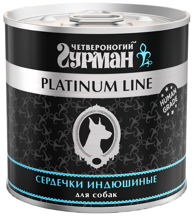 Корм Четвероногий гурман Platinum Line (в желе) для собак, сердечки индюшиные, 240 г