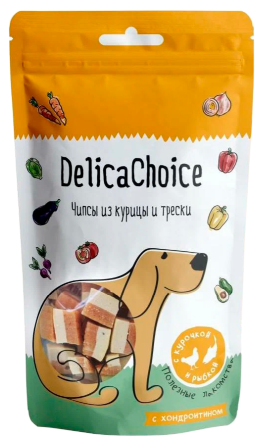 Лакомство Delica Choice для собак, чипсы из курицы и трески, 50 г