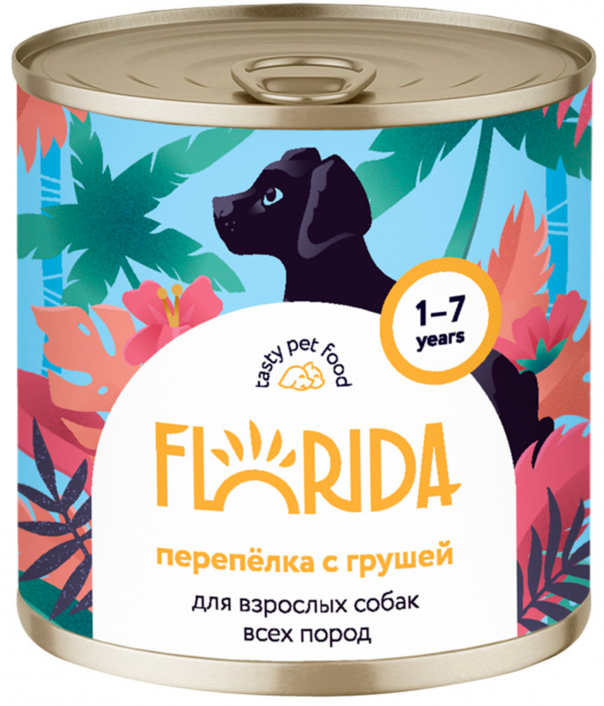 Корм Florida (консерв.) для собак, с ягнёнком и черникой, 240 г