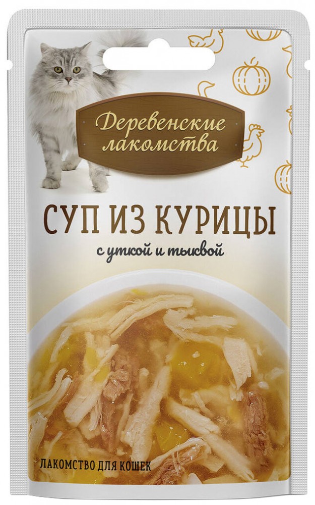 Влажный корм Деревенские лакомства «Суп из курицы с уткой и тыквой» 35 г
