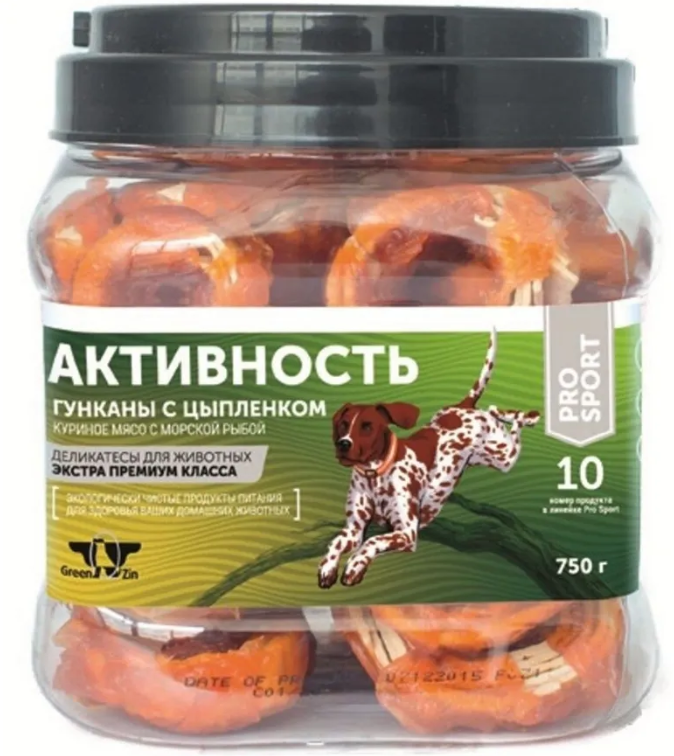 Лакомство для собак Green Qzin &quot;Активность&quot; куриное мясо на колечках из сурими, 750 г