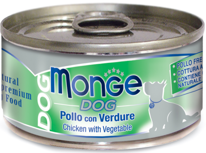 Влажный корм Monge Dog Natural для собак куриные кусочки с овощами, консервы 95 г