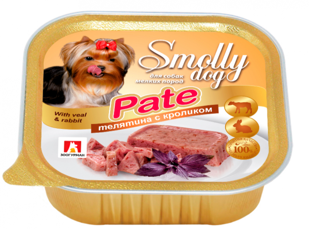 Корм Зоогурман Smolly dog pate (консерв.) для собак, телятина с кроликом, 100 г