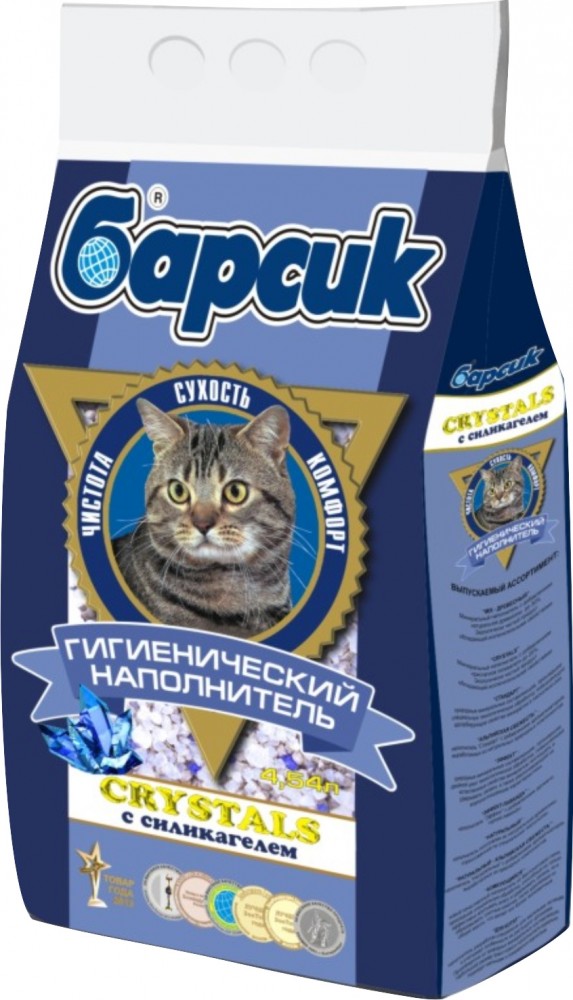 Наполнитель Барсик Впитывающий с силикагелем для кошек, 4.54 л, 3 кг