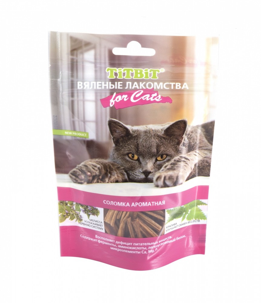 Лакомство для кошек Titbit Вяленые лакомства для кошек, соломка ароматная, 40 г