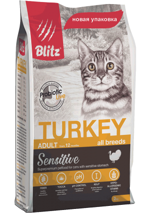 Корм сухой для кошек Blitz For Adult Cats Turkey с индейкой 10 кг