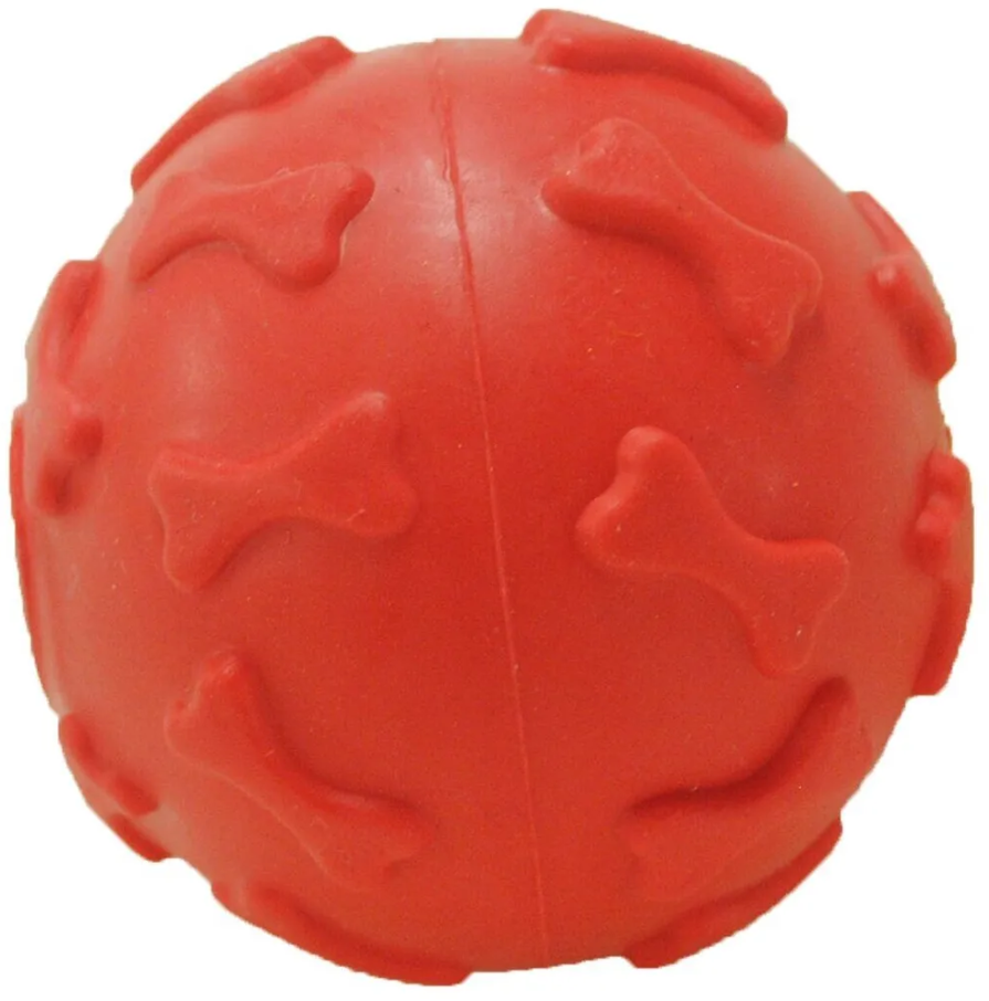 HomePet игрушка для собак Мяч с рисунком лапки с пищалкой КРАСНЫЙ 6 см