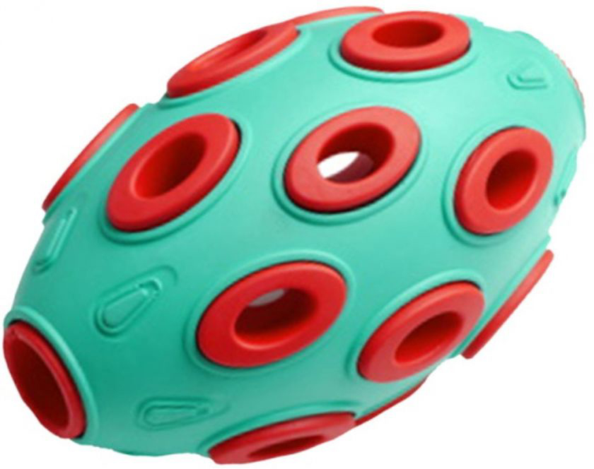 Homepet Silver Series Игрушка Мяч регби для собак, бирюзово-красный, каучук, 7.6 х 12 см