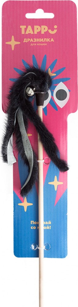 Tappi Дразнилка Роуди для кошек, пальма из натурального меха норки на палке с бубенчиком