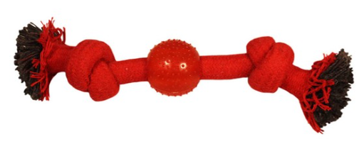 Игрушка для собак "Веревка-канат, 2 узла и мяч", 230мм