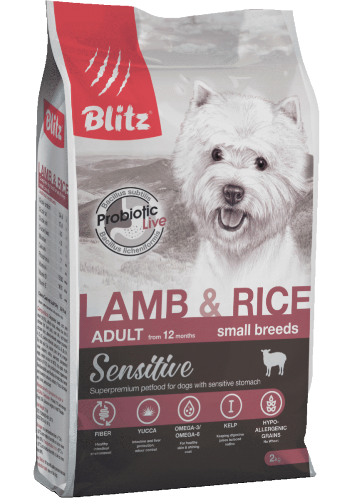 Корм Blitz Sensitive Lamb &amp; Rice Small Breeds для собак малых пород, с ягненком и рисом 2 кг