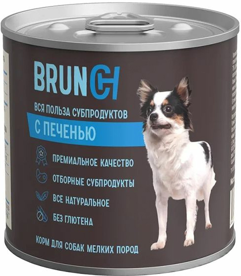 Корм Brunch Adult (консерв.) для собак малых пород, с печенью, 240 г