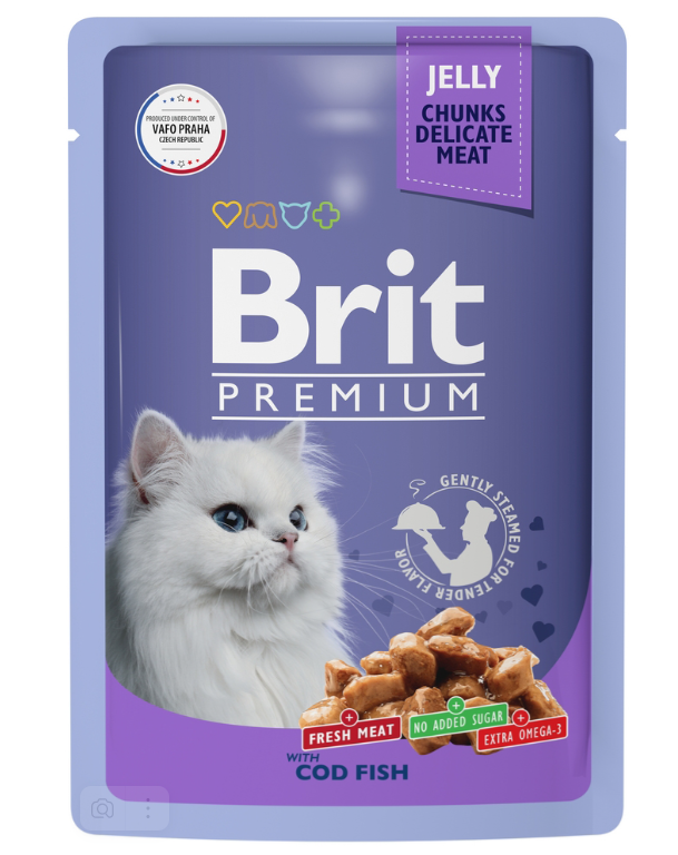Корм Brit Premium Cod Fish (в желе) для кошек, с треской, 85 г