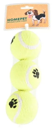 Homepet для собак Игрушка Мячи теннисные для собак, 3 шт, 6 см