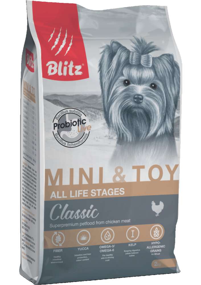 Корм Blitz Adult Mini &amp; Toy Breeds для взрослых собак мелких и миниатюрных пород 2 кг