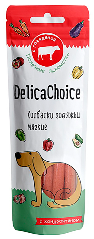 Лакомство Delica Choice для собак, колбаски мягкие говяжьи, 40 г