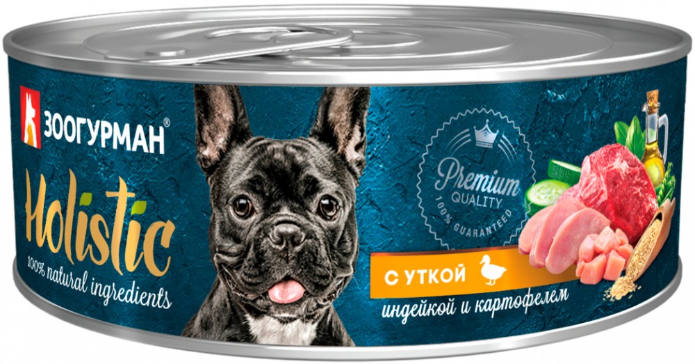 Корм Зоогурман Holistic (консерв.) для собак, утка с индейкой и картофелем, 100 г