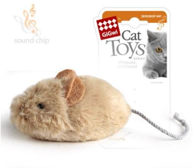 GiGwi игрушка для кошек Мышка, со звуковым чипом, 7 см