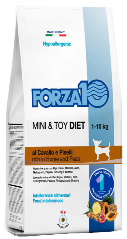 Корм Forza10 Mini &amp; Toy Diet Hypoallergenic Horse &amp; Peas для собак малых пород, гипоаллергенный, конина и горошек, 1.5 кг