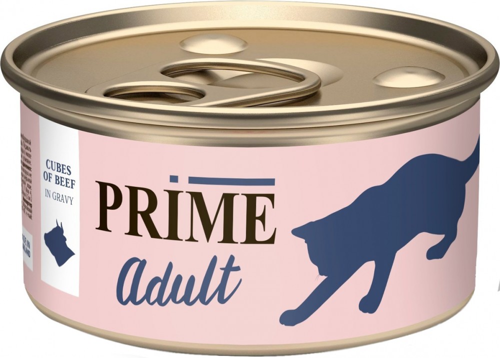 Корм Prime Adult (в соусе) для кошек, с говядиной, 75 г