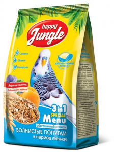 Happy Jungle, корм для волнистых попугаев при линьке 500 г