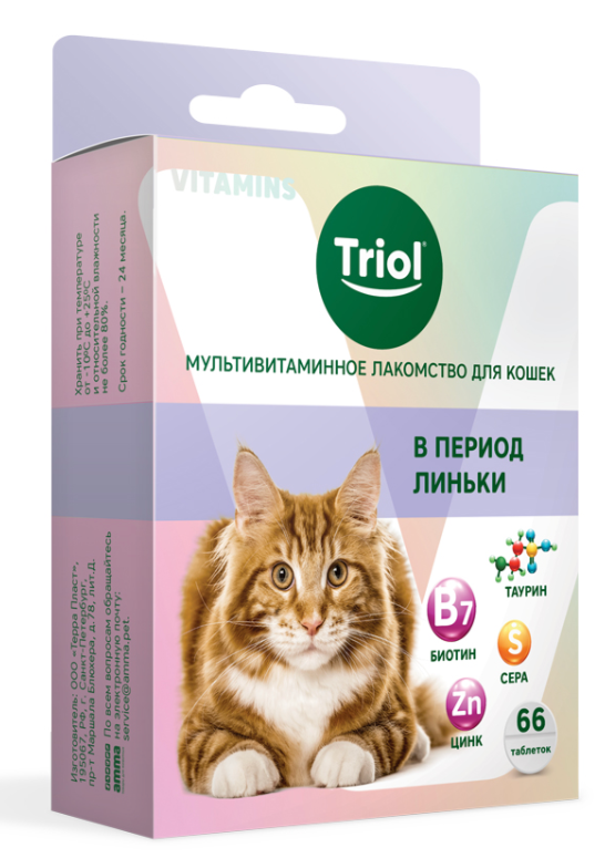 Мультивитаминное лакомство для кошек &quot;В период линьки&quot;, 33г, Triol