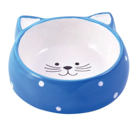 Миска Mr.Kranch керамическая для кошек 250 мл Мордочка кошки голубая