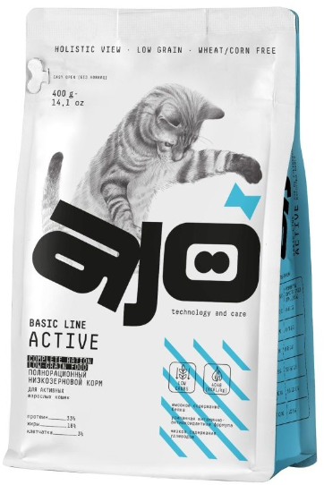 Ajo Cat Аctive Сухой корм низкозерновой для активных кошек с индейкой
