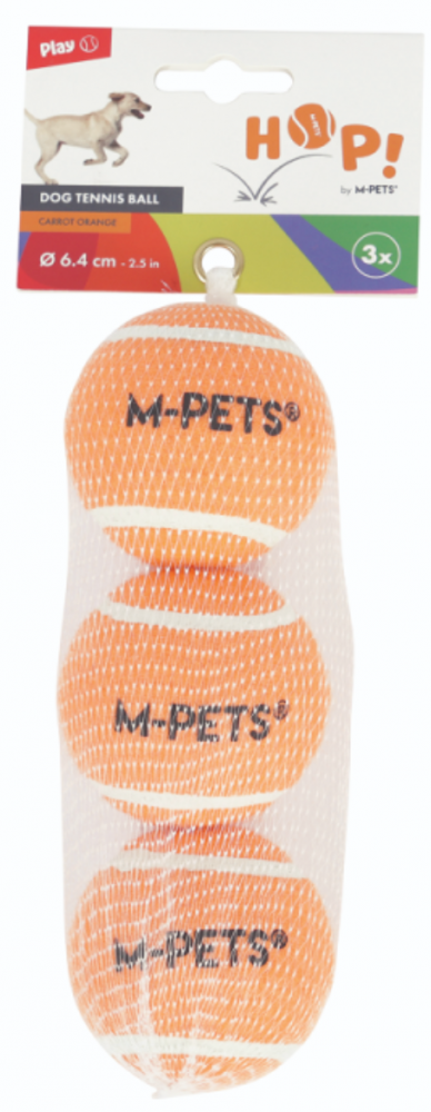 Игрушка М Петс теннисный мяч, диаметр 6,4 см 3 шт, цвет оранжевый для собак