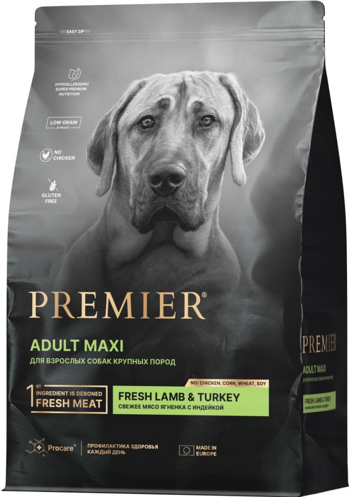 Корм Premier Lamb&amp;Turkey ADULT Maxi сухой корм с ягненком и индейкой для взрослых собак КРУПНЫХ пород