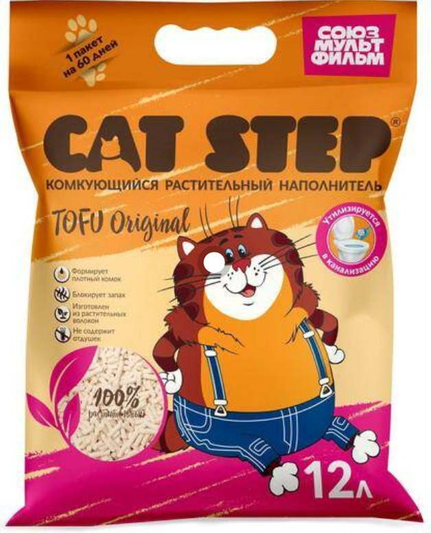 Наполнитель Кет Степ СОЮЗМУЛЬТФИЛЬМ Без аромата растительный комкующийся 12 л