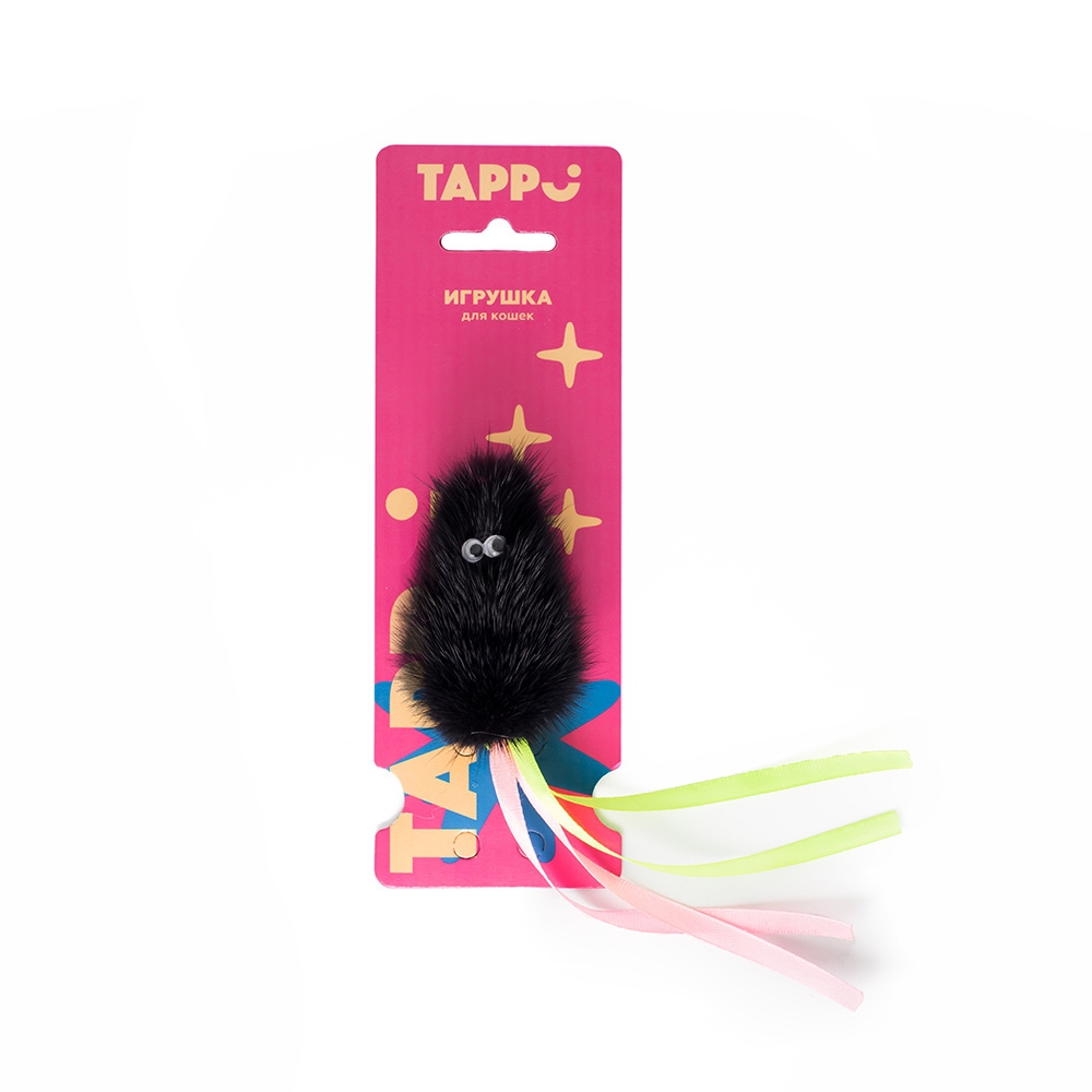 Tappi Игрушка мышь Саваж для кошек, из натурального меха норки с хвостом из лент