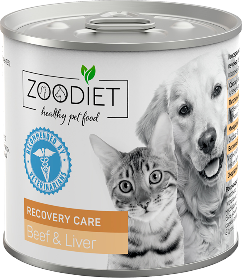Корм Zoodiet Recovery Care Beef &amp; Liver (консерв.) для собак и кошек, восстановительный уход, с говядиной и печенью, 240 г