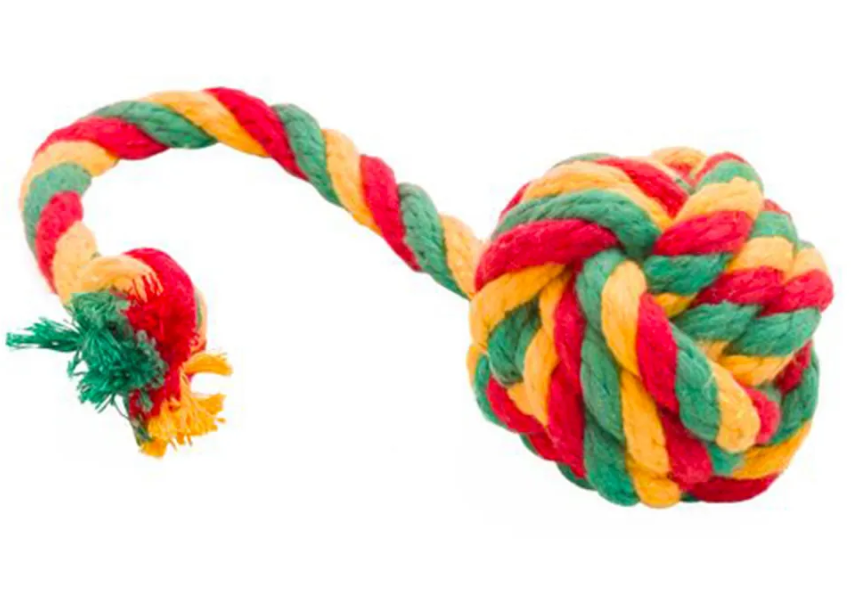 Игрушка для собак DOGLIKE Dental Knot Мяч канатный малый (Красный-желтый-зеленый)