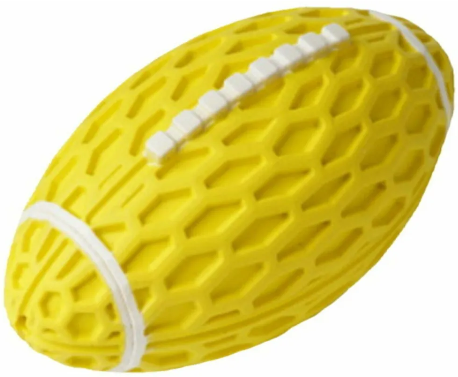 Homepet Игрушка Мяч регби с пищалкой желтый каучук 14,5*8,2*7,9 см