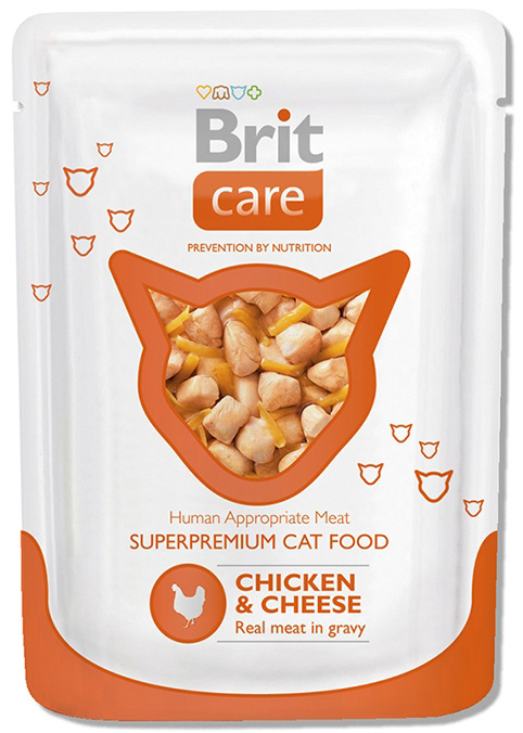 Влажный корм Brit Care для кошек курица и сыр 80 г