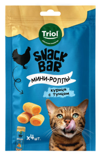 Лакомство для кошек &quot;Мини-роллы с начинкой из курицы с тунцом&quot;, 40г, серия SNACK BAR, Triol