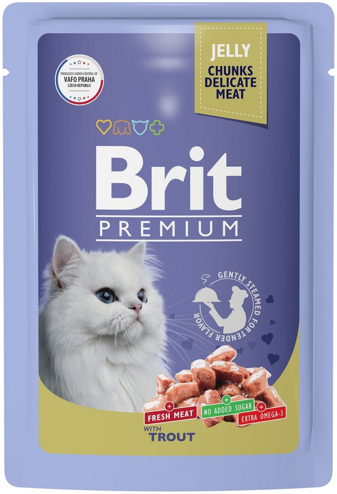 Brit Premium Пауч для взрослых кошек Trout (в желе) с форелью, 85 г