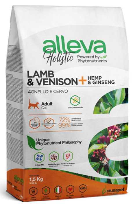 Корм Alleva Holistic Cat Adult Lamb &amp; Venison для кошек, ягненок, оленина, конопля и женьшень