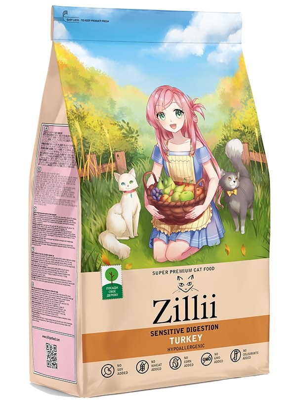 Корм ZILLII РАЗВЕСНОЙ Sensitive Digestion Сухой корм для взрослых кошек с чувствительным пищеварением Индейка 1 кг