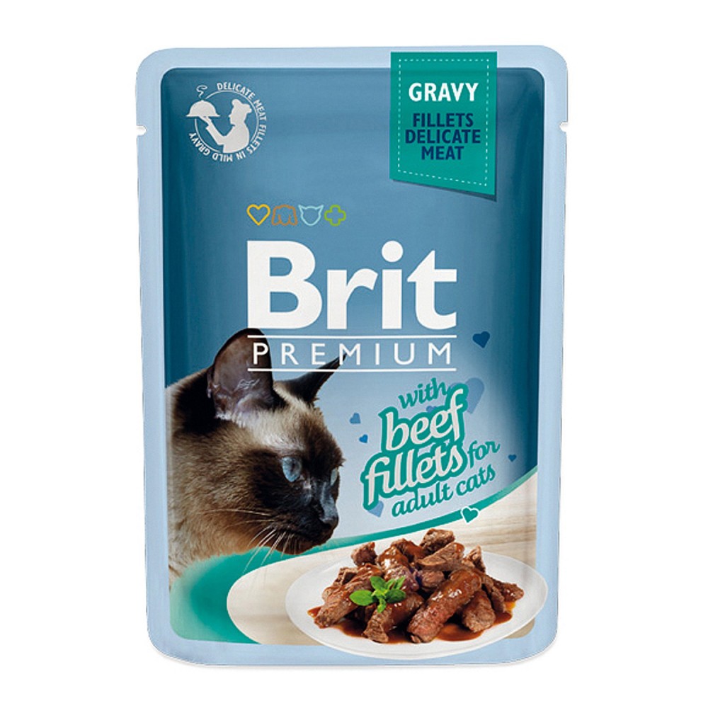 Brit Premium Пауч Beef Stew &amp; Peas (в соусе) для кошек, говядина и горошек, 85 г