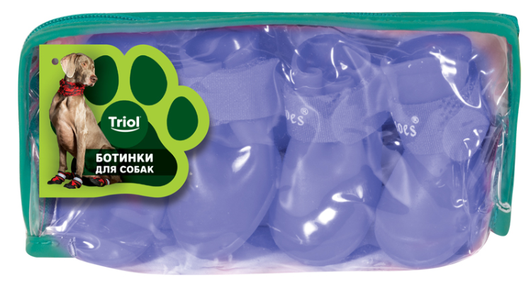 Сапожки для собак &quot;Прогулка&quot; M, синие, 50*40*50мм (уп.4шт.)