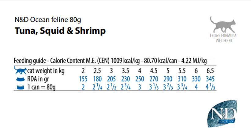 Корм Farmina N&amp;D OCEAN Tuna, Squid &amp; Shrimp (консерв.) для кошек, тунец, кальмар и креветки, 70 г