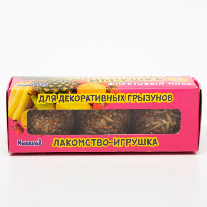 Медово-зерновые шарики для грызунов фруктовый мик, 60г*3шт