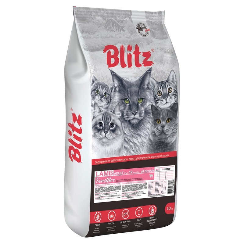 Корм сухой для кошек Blitz For Adult Cats Lamb с ягненком 10 кг