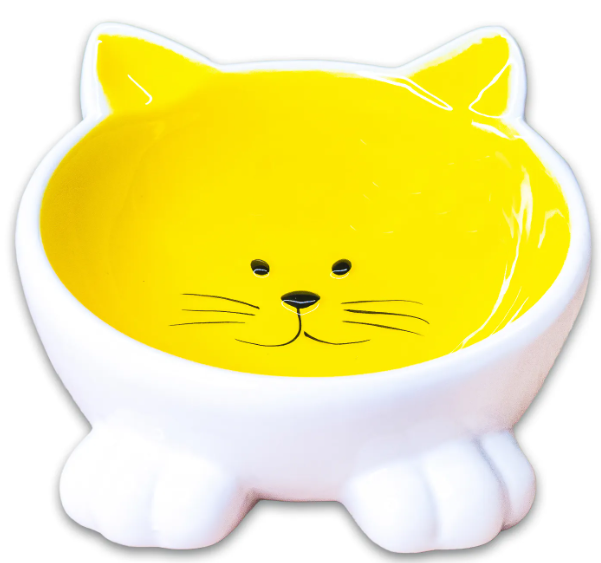 Миска Mr.Kranch керамическая для кошек Мордочка кошки на ножках 100 мл желтая