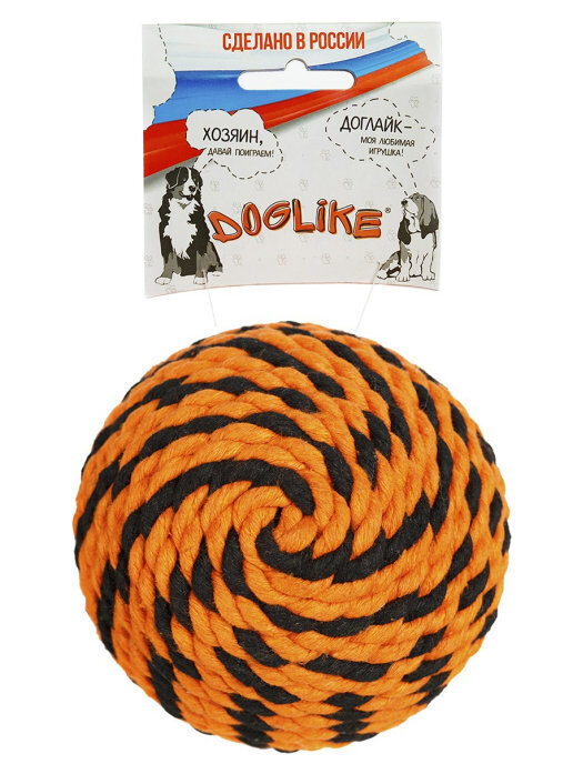 Игрушка для животных Мяч для собак Броник большой Doglike (оранжевый-черный), диам. 12 см